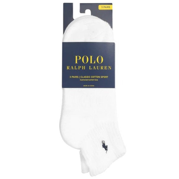 Polo Ralph Lauren Men's Size 10-13 Classic Cotton Sport 1/4 Socks 3-Pack - White