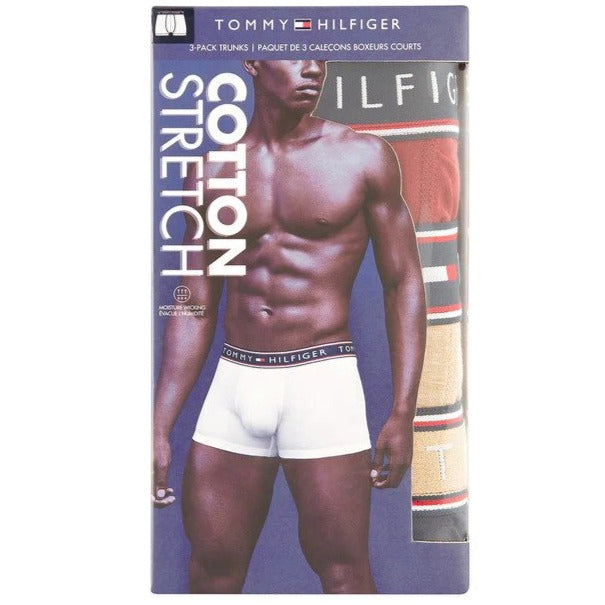 Tommy Hilfiger Men's Cotton Stretch Trunk 3-Pack - Currant/Multi