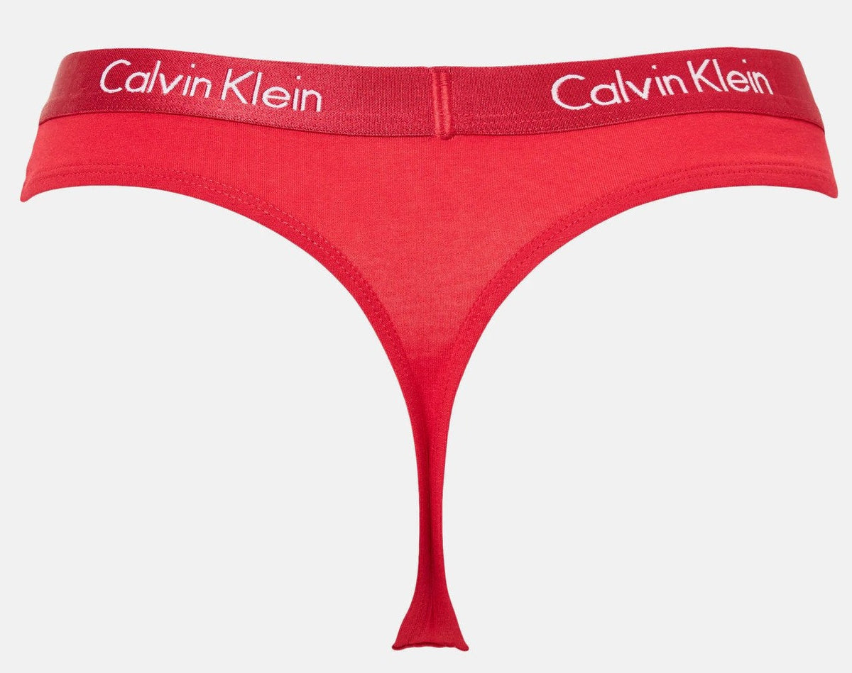 Calvin Klein Women's Motive Cotton Thong 3-Pack - Black/Grey Heather/Red