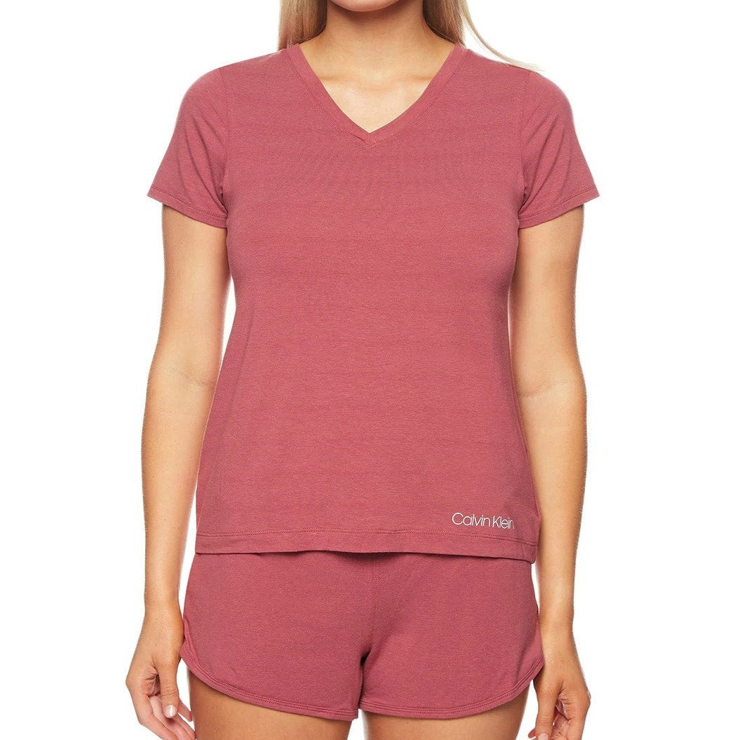 Calvin Klein Women's 2-Piece Bamboo Lounge Tee and Short Sleep Set - Raspberry Blush