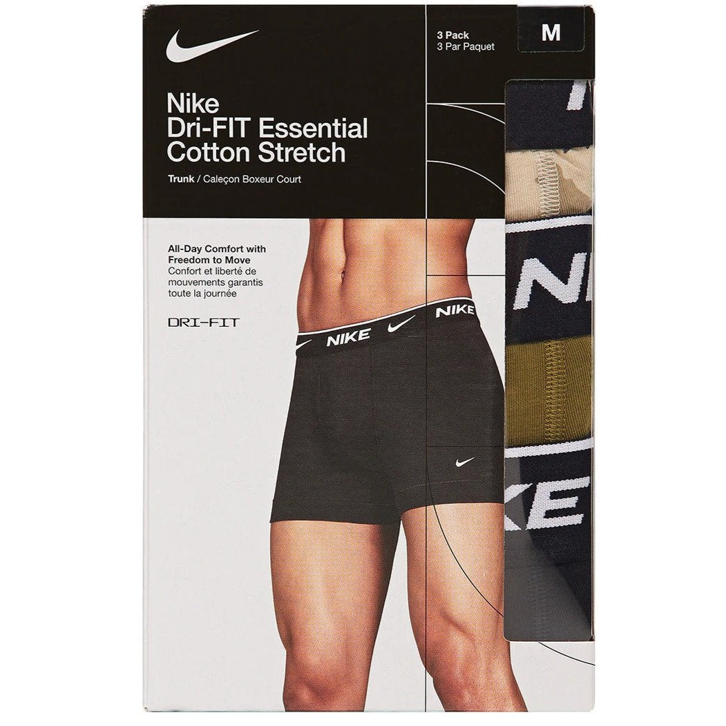 Nike Men's Dri-FIT Essential Cotton Stretch Trunks 3-Pack - Camo/Black/Khaki