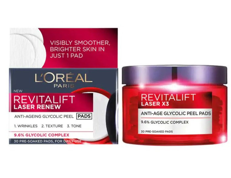 L'Oréal Revitalift Laser Renew Anti-Ageing Glycolic Peel Pads 30pk