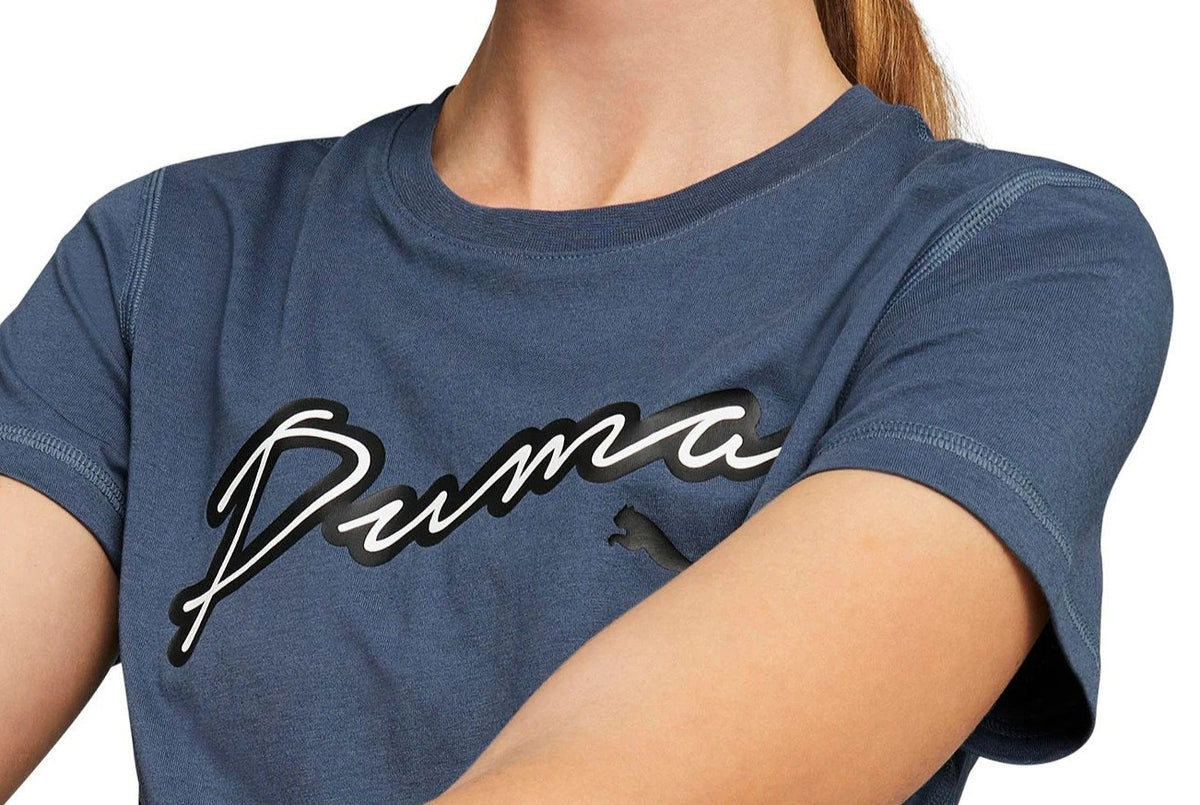 Puma Women's Script Tee / T-Shirt / Tshirt - Evening Sky