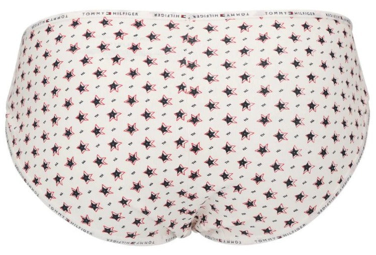 Tommy Hilfiger Women's Logo Elastic Hipster Briefs 3-Pack - Stars & Dots/White/Red/Blue