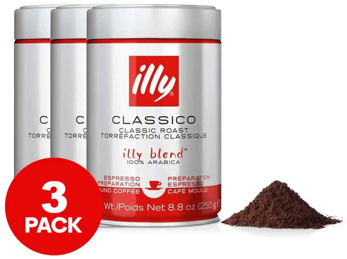 3 x illy Classico Ground Coffee 250g