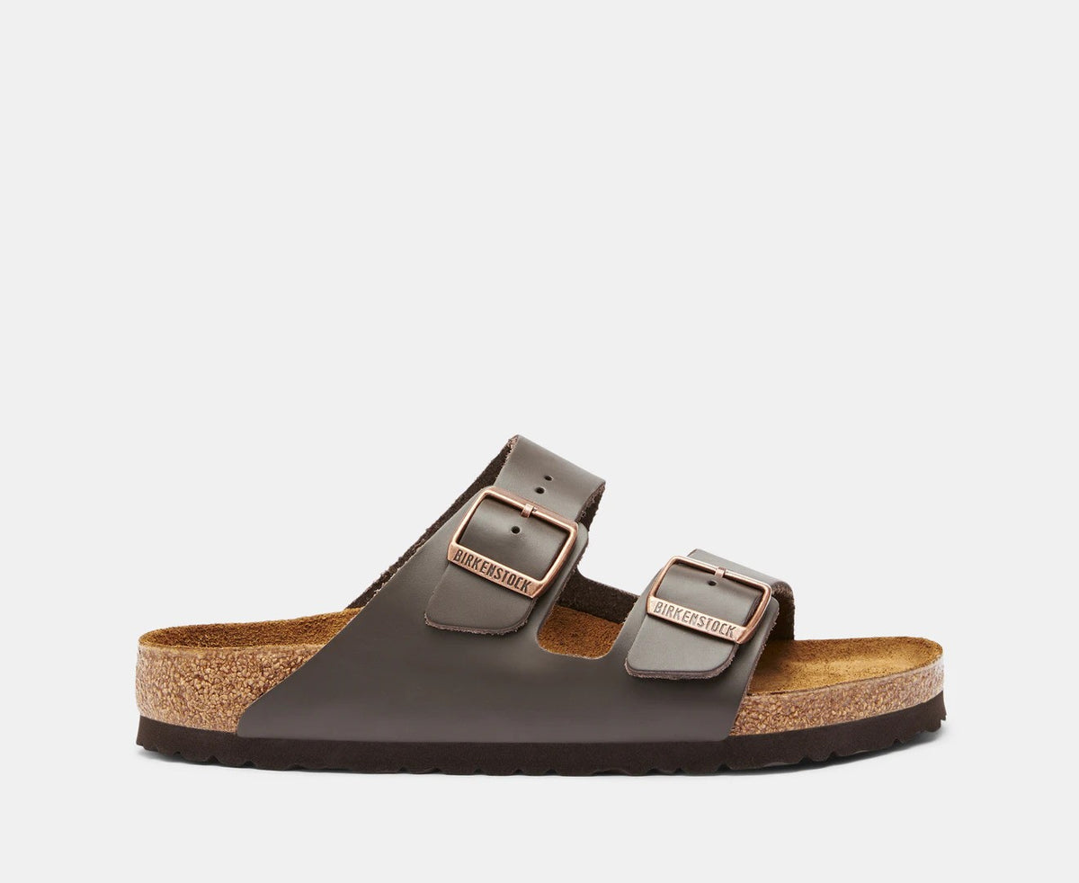 Birkenstock Unisex Arizona Leather Regular Fit Sandals - Dark Brown