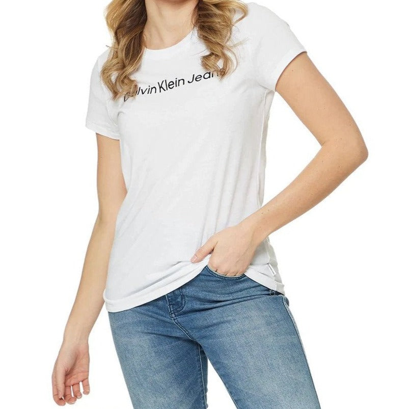 Calvin Klein Jeans Women's Master Jeans Logo Tee / T-Shirt / Tshirt - White