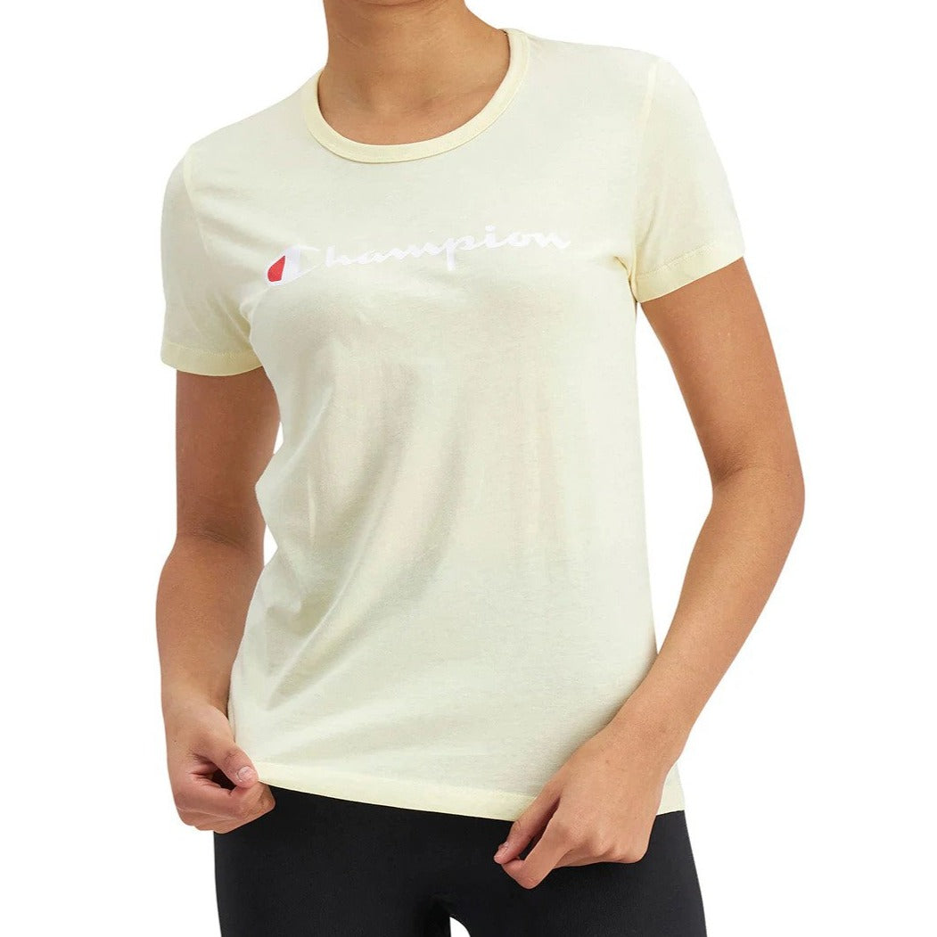 Champion Women's Script Tee / T-Shirt / Tshirt - Post Yellow