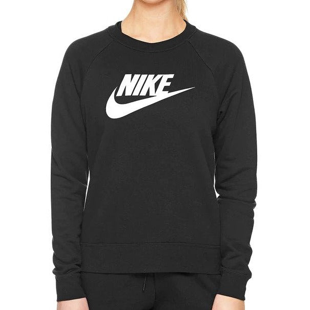 Nike Sportswear Women's Essential Fleece Crewneck Jumper - Black/White