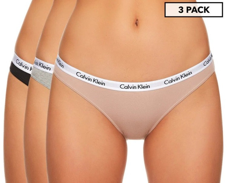 Calvin Klein Women's Carousel Bikini Briefs 3-Pack - Grey Heather/Black/Cedar