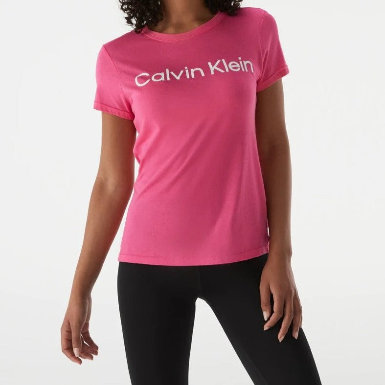 Calvin Klein Performance Women's Logo Short Sleeve Crewneck Tee / T-Shirt / Tshirt - Hot Magenta