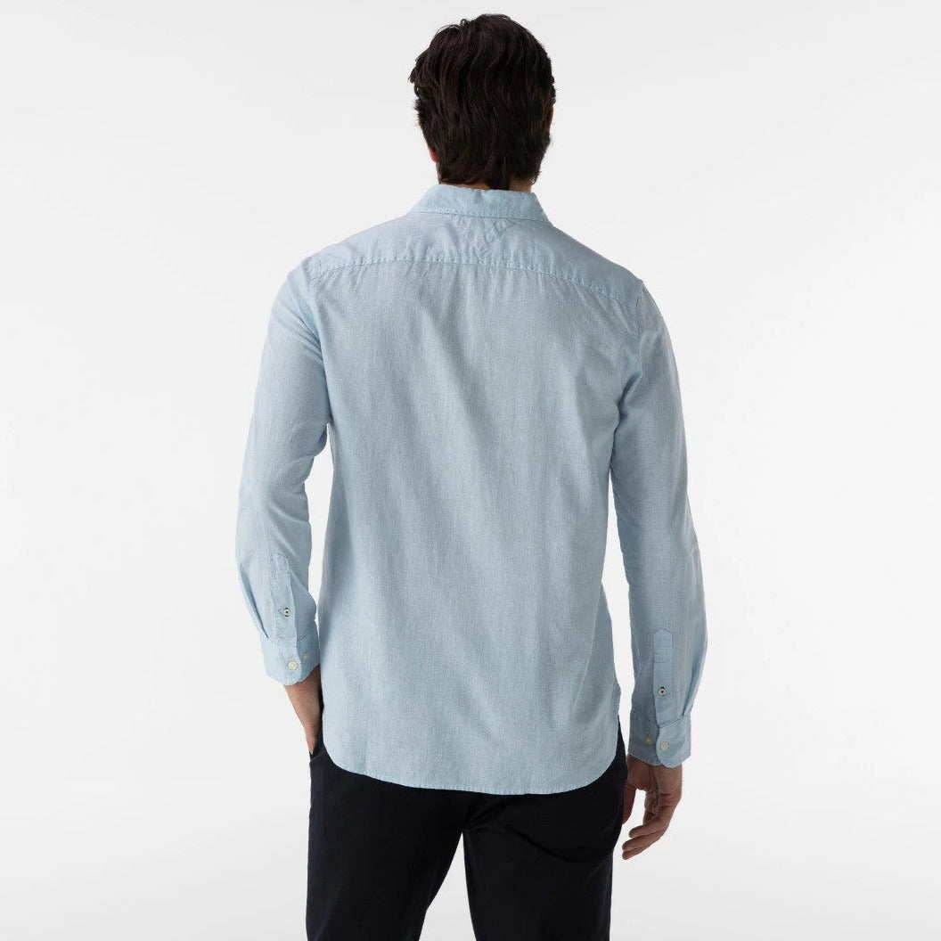 Tommy Hilfiger Men's Pigment Dyed Linen Regular Fit Shirt - Breezy Blue
