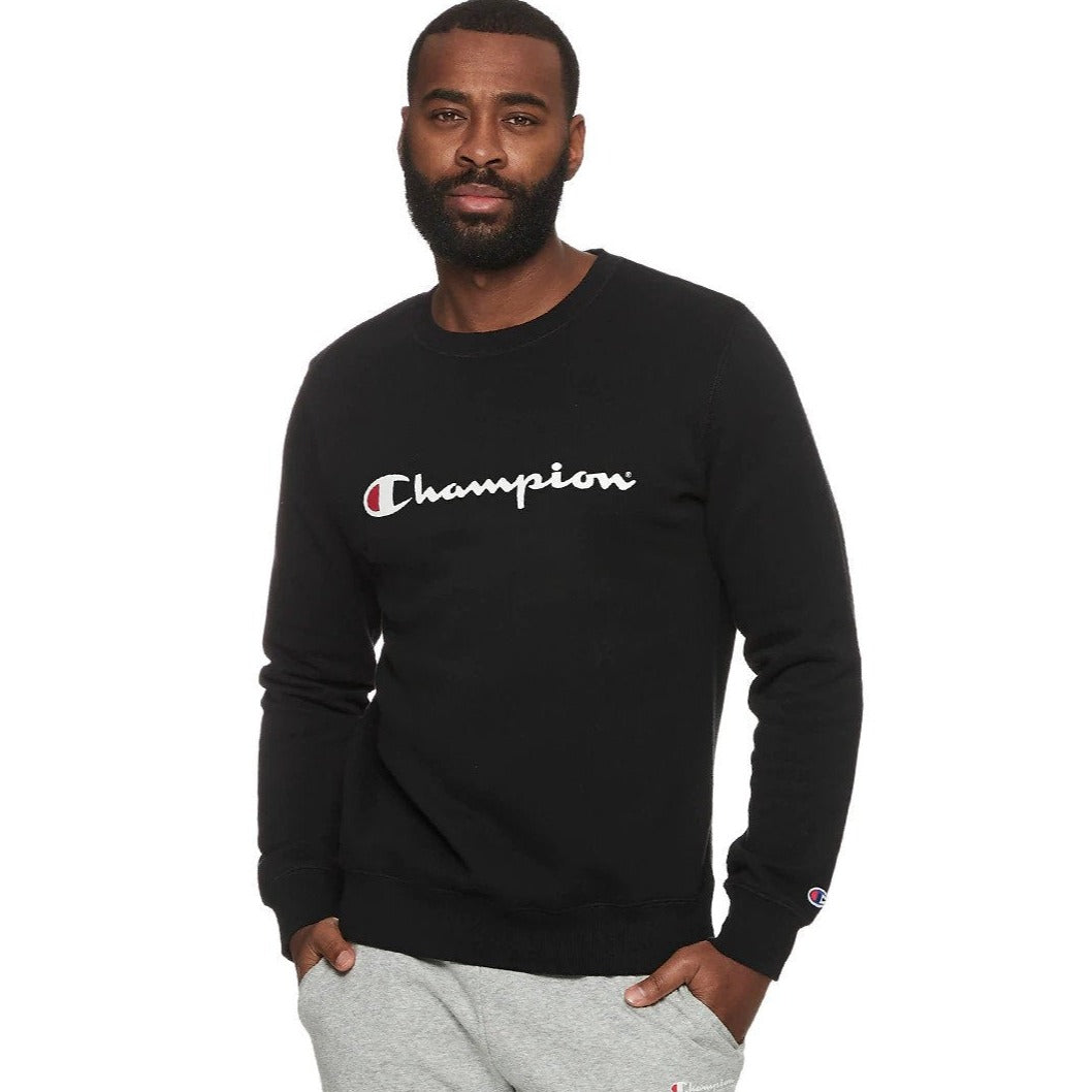 Champion Men's Script Crew Sweater - Black