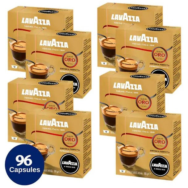 Lavazza A Modo Mio Qualita Oro Coffee Capsules 8 x 12 Pack 96 Pods Intensity 12