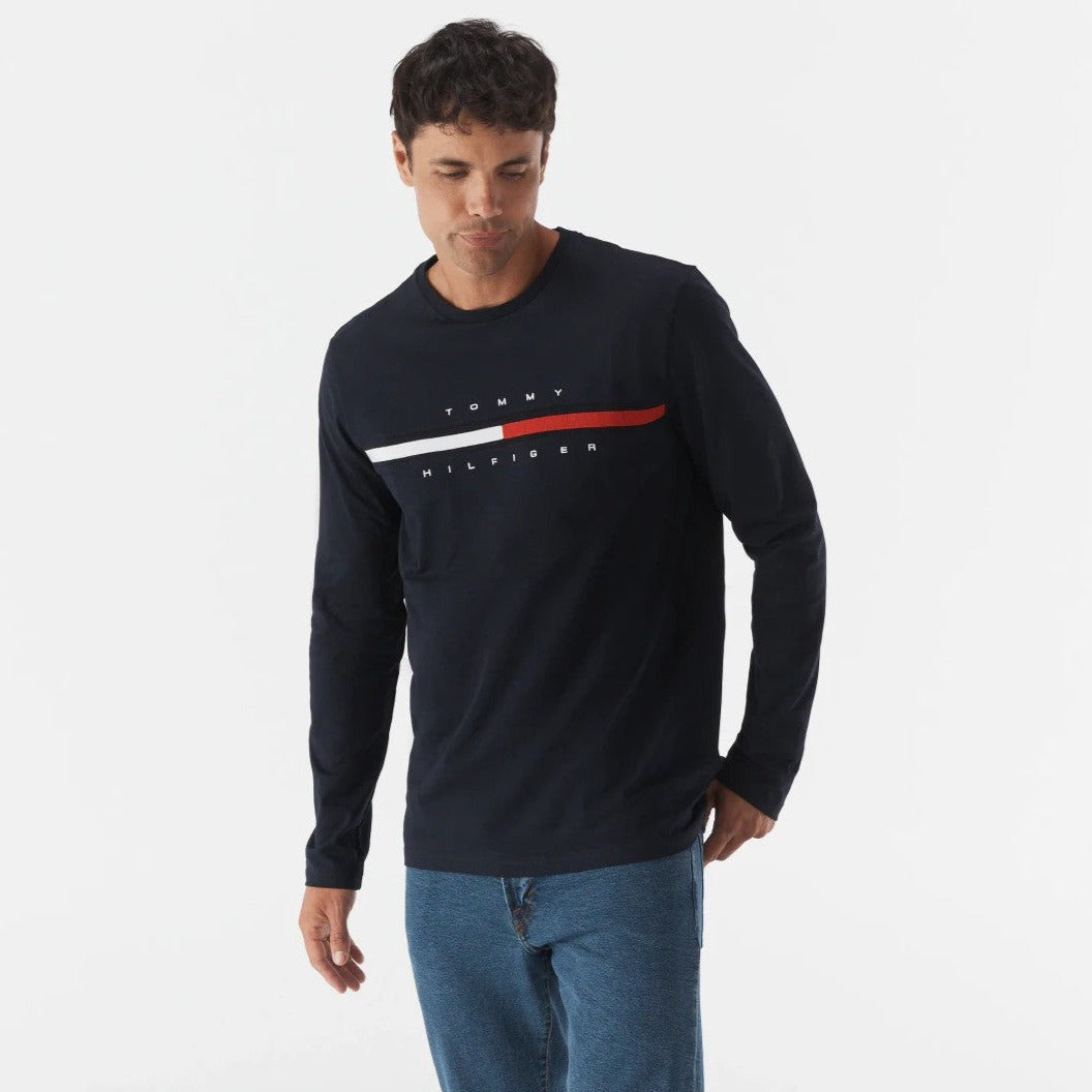 Tommy Hilfiger Men's Tino Long Sleeve Tee / T-Shirt / Tshirt - Desert Sky