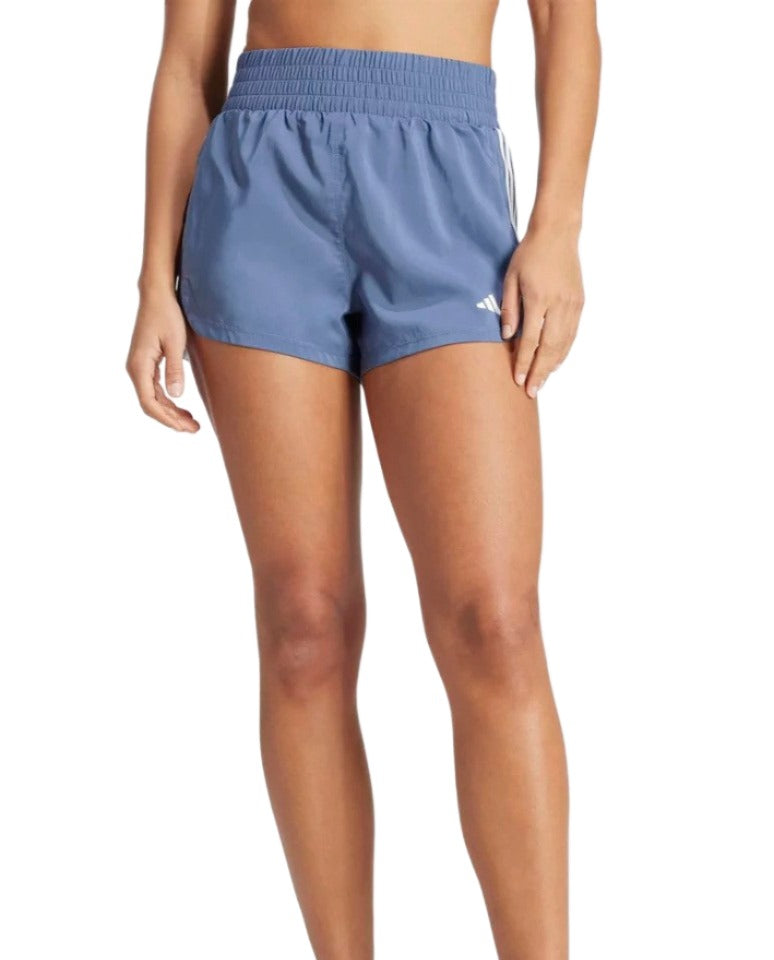 Adidas Womens Pacer Training 3-Stripes Woven High-Rise Shorts - Ink / White