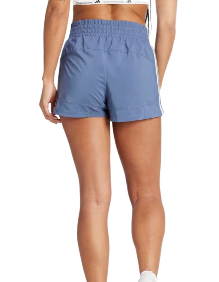 Adidas Womens Pacer Training 3-Stripes Woven High-Rise Shorts - Ink / White