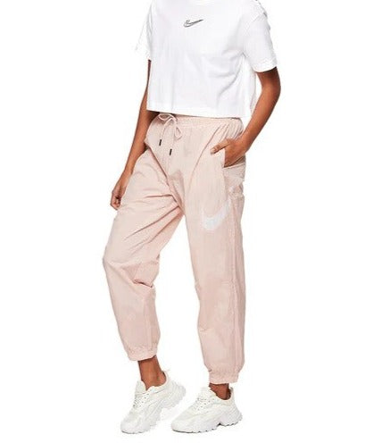 Nike Sportswear Women's Essential Woven Mid-Rise Pants / Tracksuit Pants - Pink/Oxford White