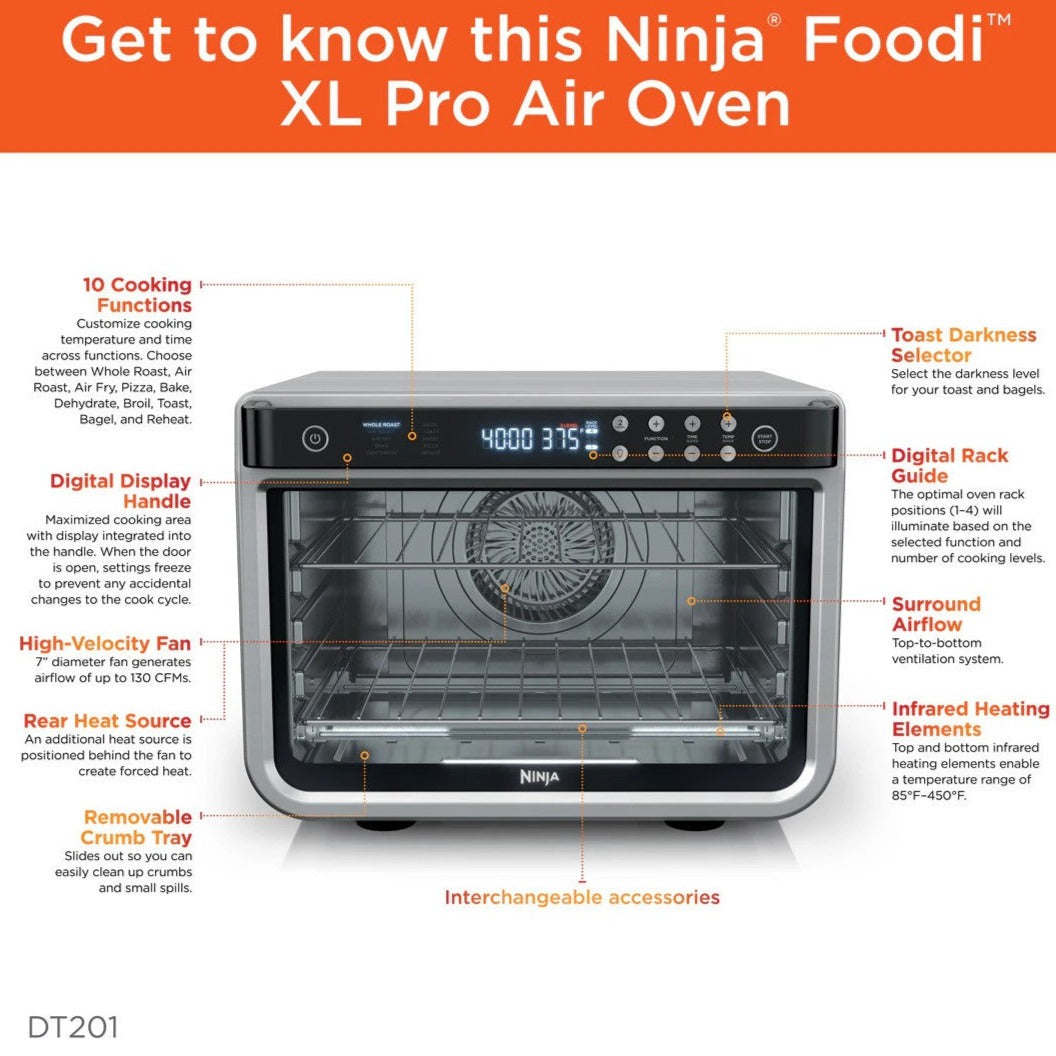 Ninja Foodi XL Air Fry Oven - Black/Silver DT200