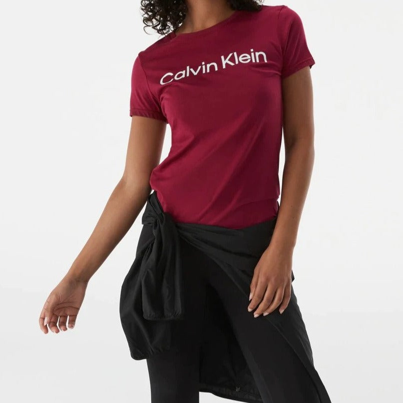 Calvin Klein Performance Women's Logo Short Sleeve Crewneck Tee / T-Shirt / Tshirt - Chianti