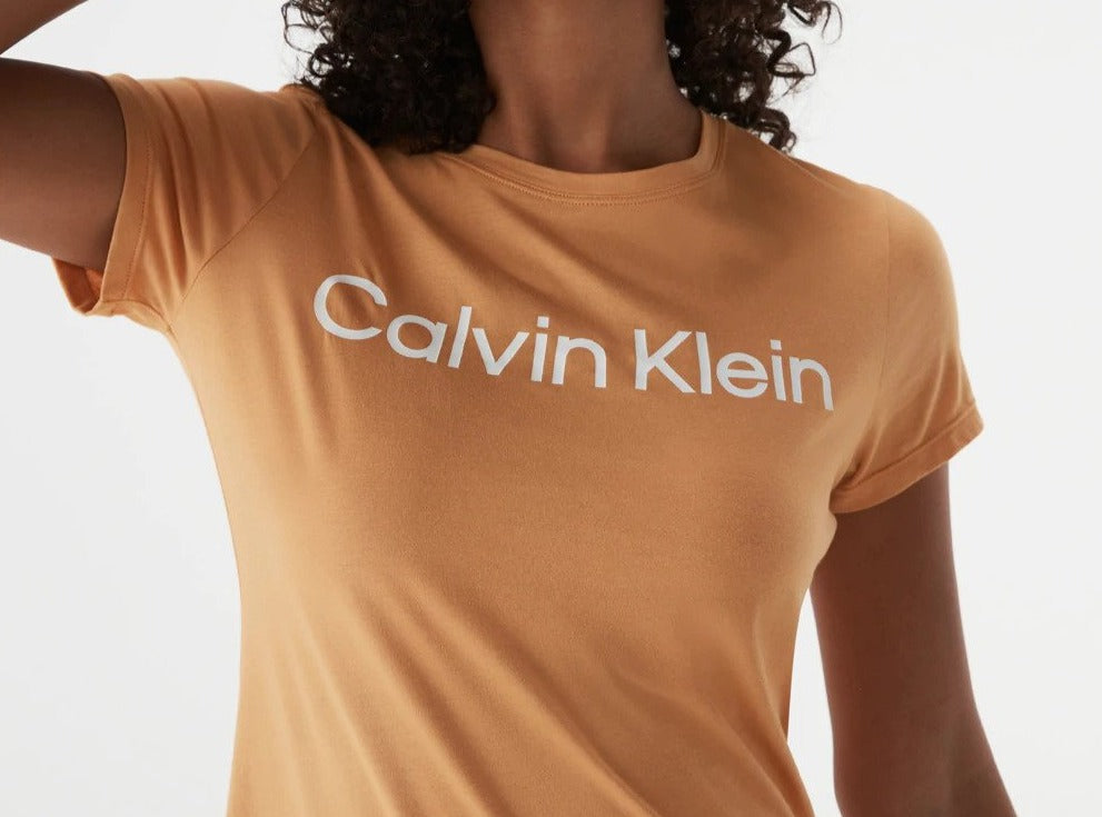 Calvin Klein Performance Women's Logo Short Sleeve Crewneck Tee / T-Shirt / Tshirt - Honeycomb
