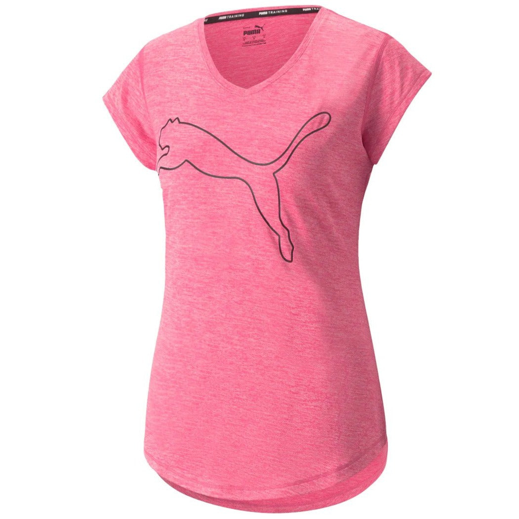 Puma Women's Train Favourite Heather Cat Tee / T-Shirt / Tshirt - Sunset Pink
