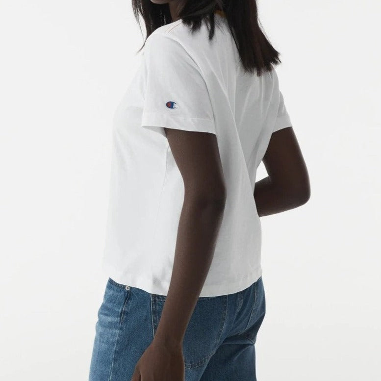 Champion Women's Panel Tee / T-Shirt / Tshirt - White/Mustard