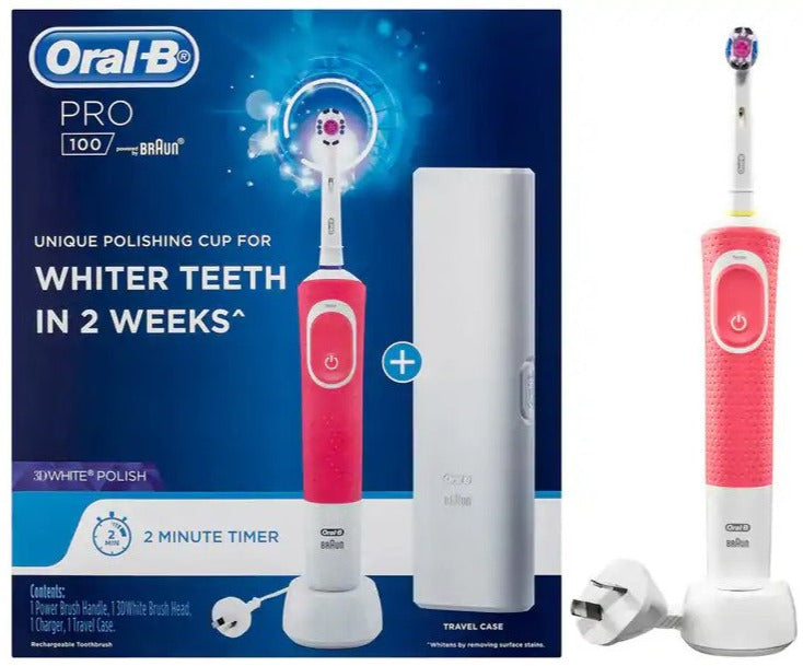 Oral-B Pro 100 3D White Polish Electric Toothbrush - Pink