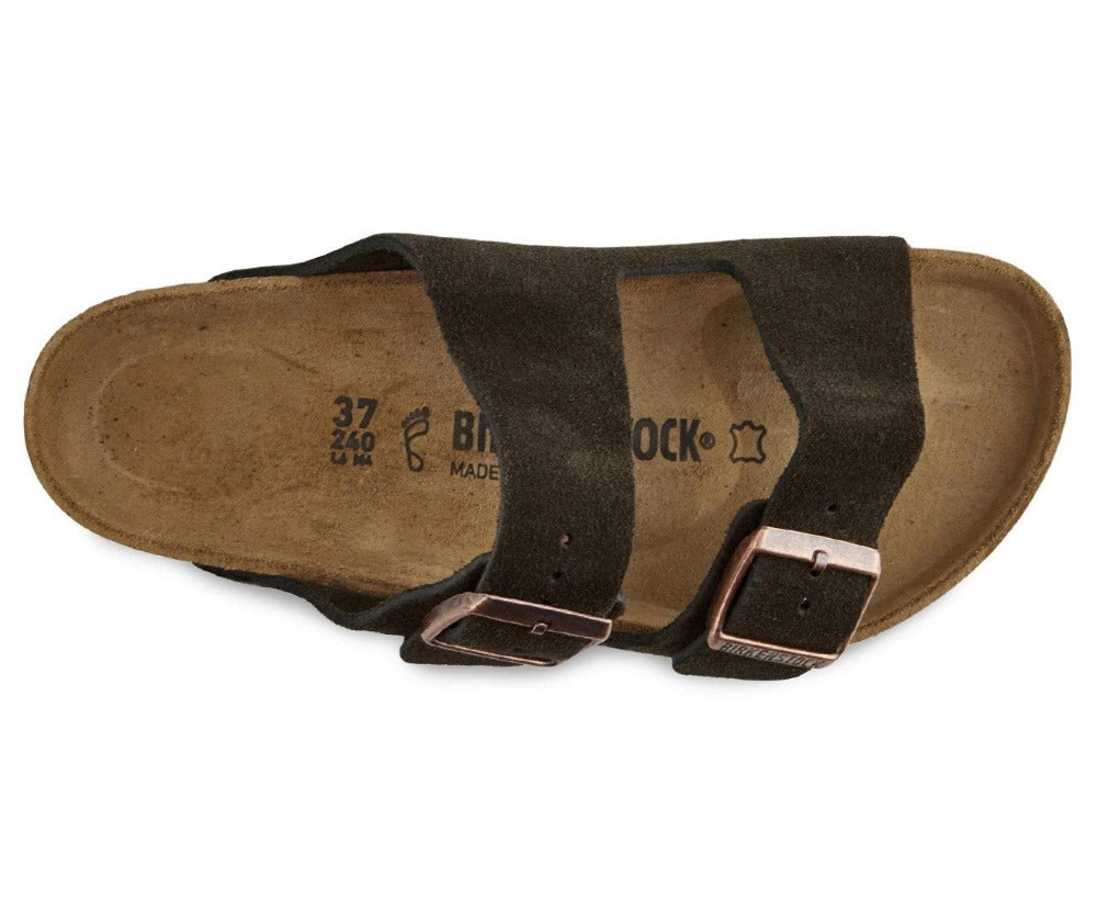 Birkenstock Women's Arizona Suede Leather Regular Fit Sandals - Mocha