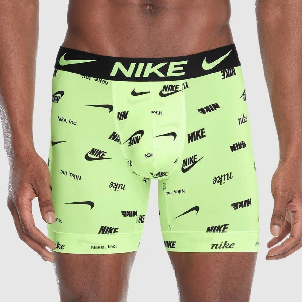 Nike Mens Dri Fit Essential Micro Boxer Brief 3Pk - Logo Print/ Black/ Cool Grey