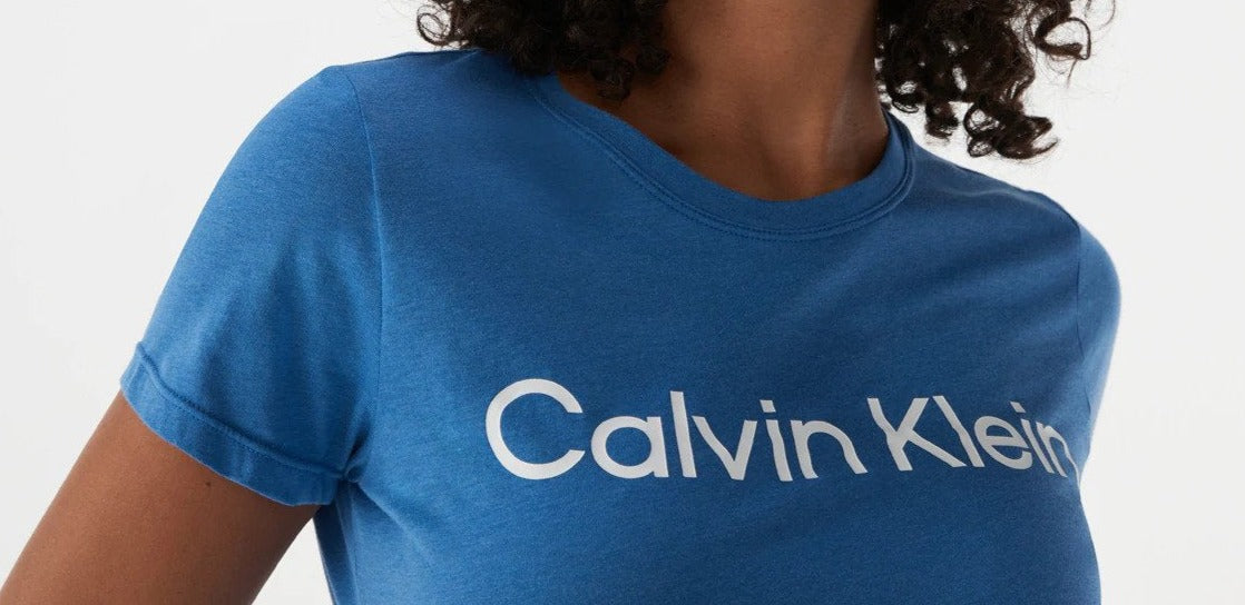 Calvin Klein Performance Women's Logo Short Sleeve Crewneck Tee / T-Shirt / Tshirt - Blue Wave