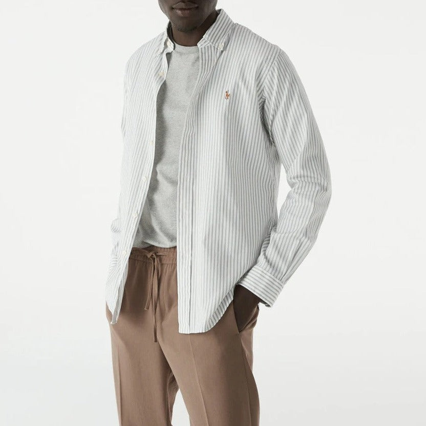 Polo Ralph Lauren Men's Long Sleeve Sport Shirt - Grey/White