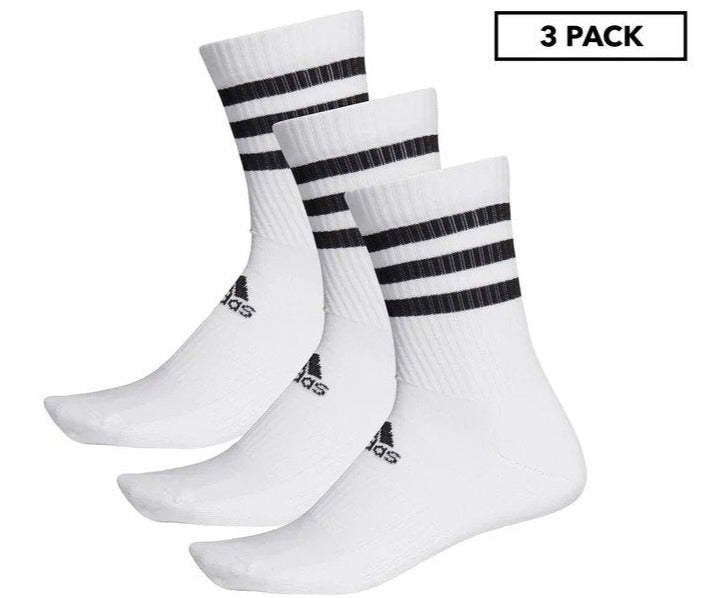Adidas 3-Stripes Cushioned Crew Socks 3-Pack - White