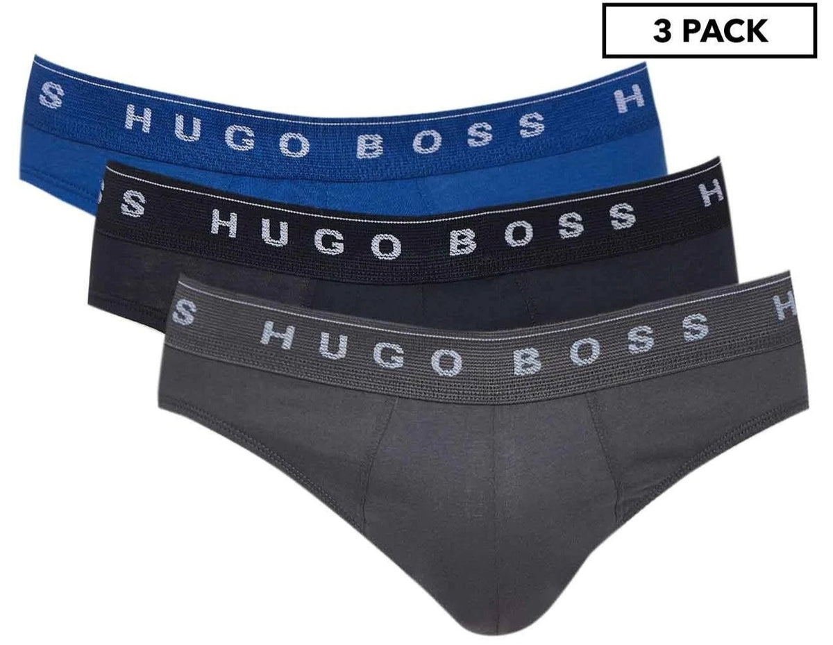 Hugo Boss Men's Pure Cotton Mini Briefs 3-Pack - Charcoal/Blue/Navy