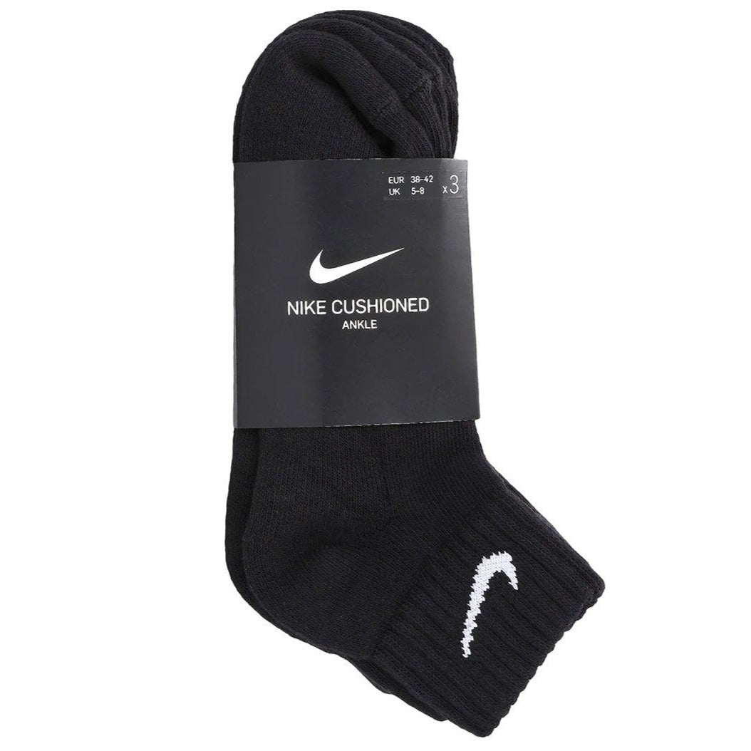 Nike Men's Cushioned Ankle Socks 3-Pack - Black/White