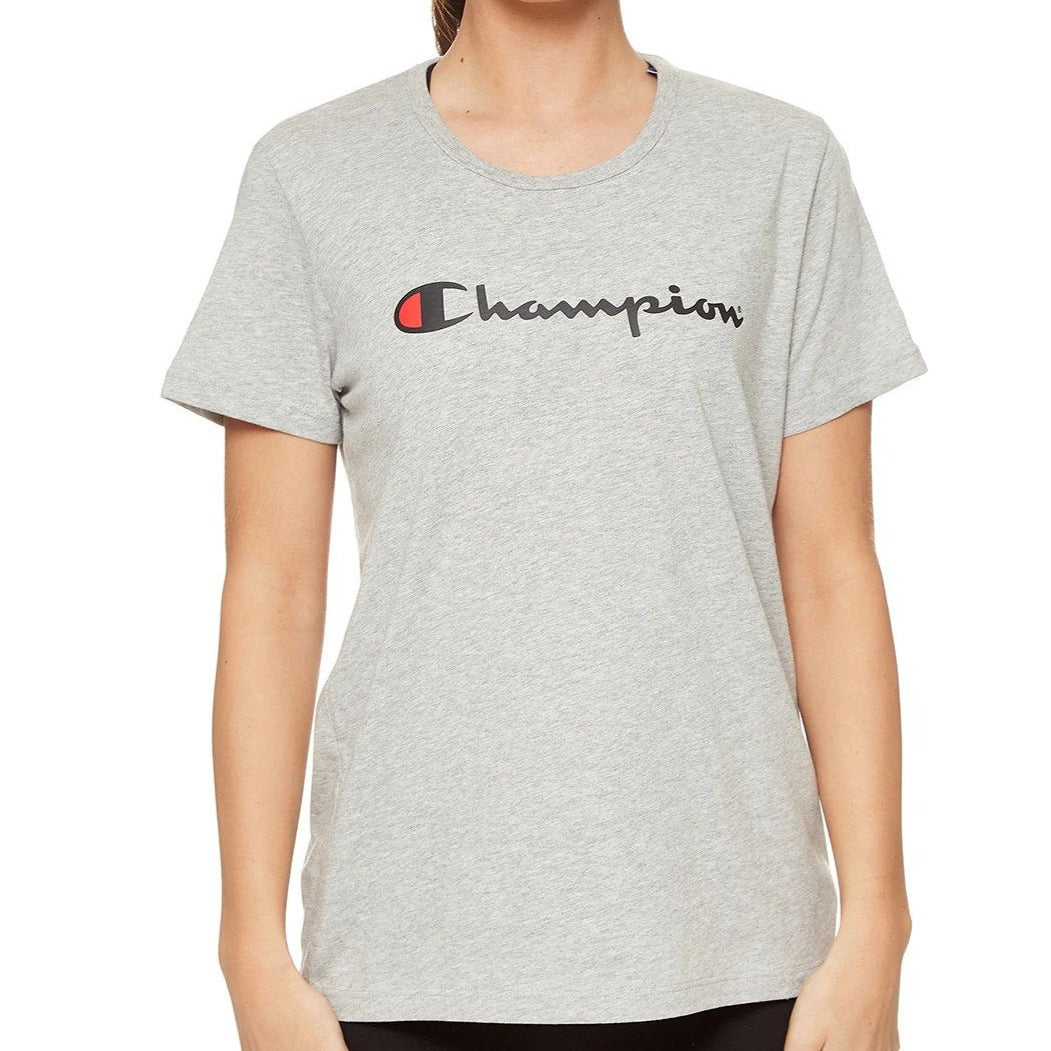 Champion Women's Script Tee / T-Shirt / Tshirt - Oxford Heather