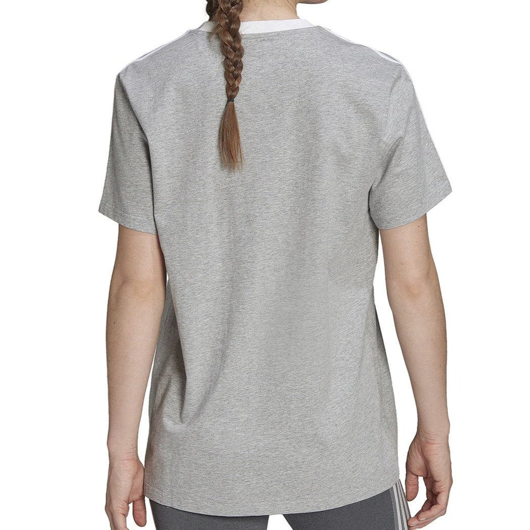 Adidas Women's Essentials 3-Stripe Tee / T-Shirt / Tshirt - Medium Grey Heather/White