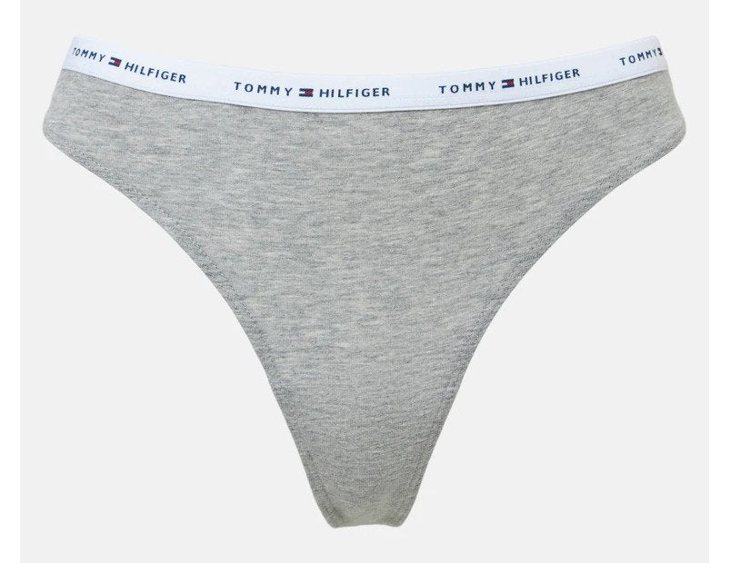 Tommy Hilfiger Women's Cotton Thongs 3-Pack - Pink/Grey/Light Blue