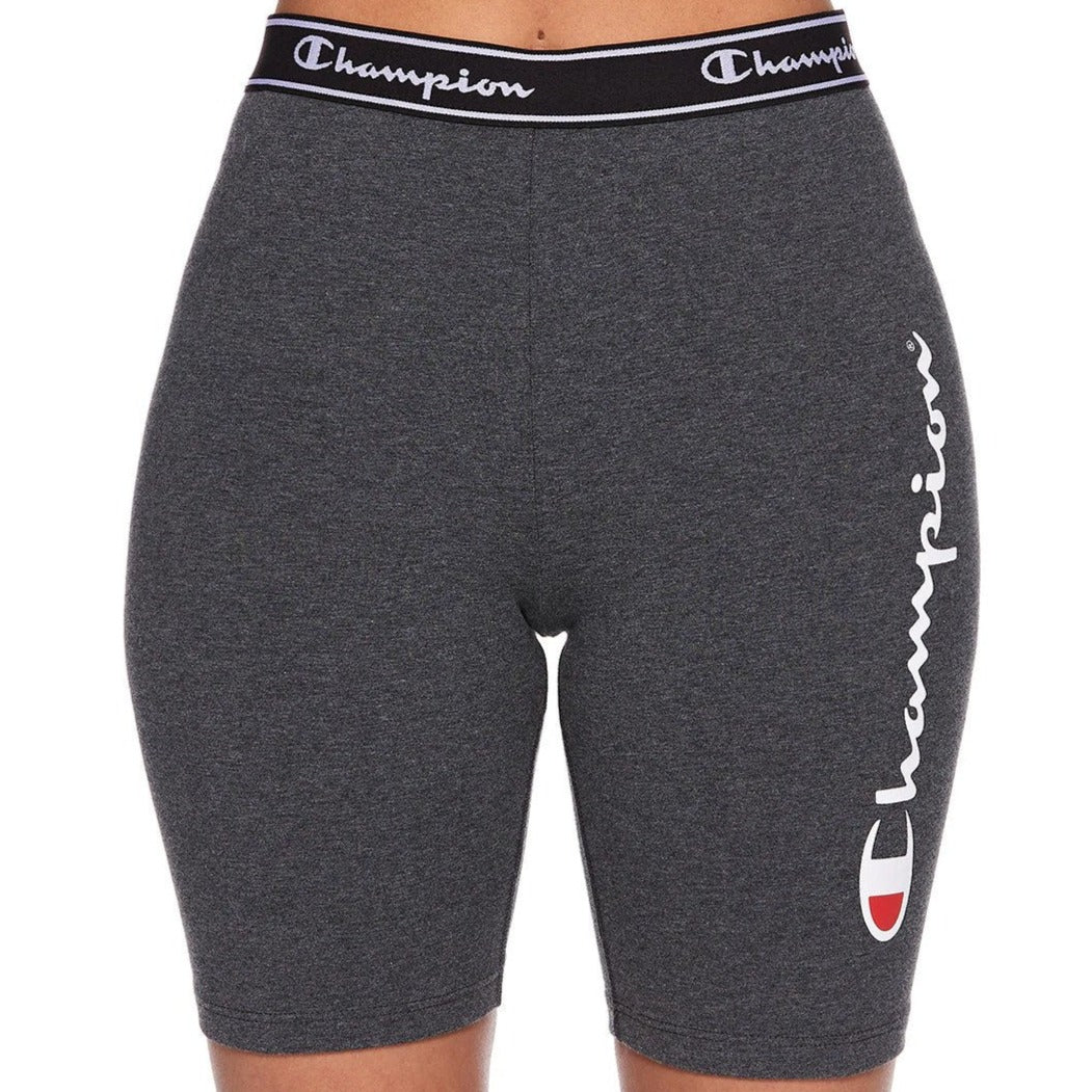 Champion Women's Script Bike Shorts - Granite Heather