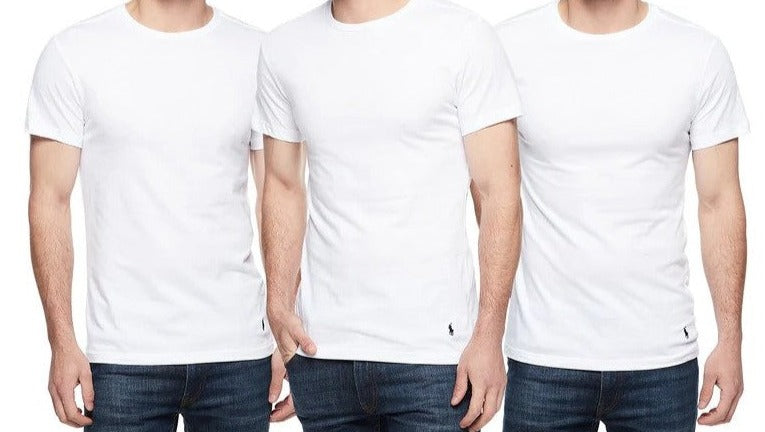 Polo Ralph Lauren Men's Short Sleeve Crewneck Slim Fit Tee / T-Shirt / Tshirt 3-Pack - White