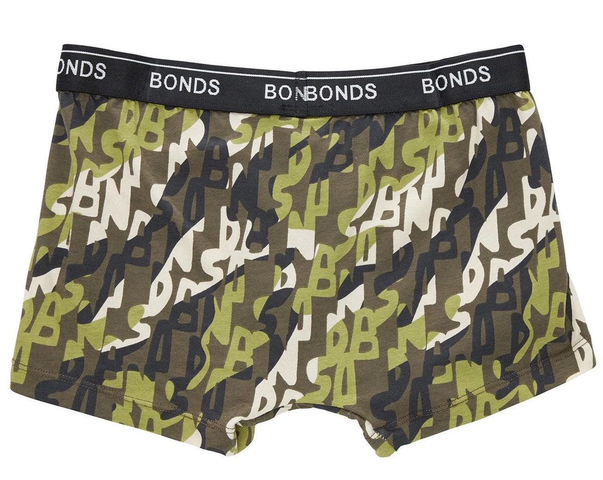 Bonds Boys' Guyfront Trunks 2-Pack - Khaki/Alphabet Multi