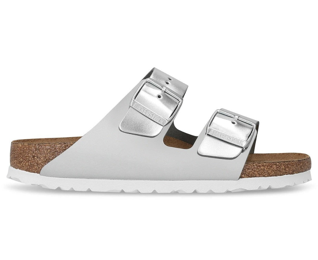 Birkenstock Unisex Arizona Narrow Fit Soft Footbed Sandals - Silver