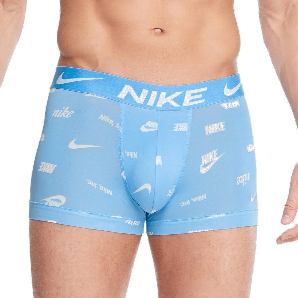 Nike Mens 3-Pack DRI-FIT Essential Micro Trunks - Logo Print, Game Royal & Black