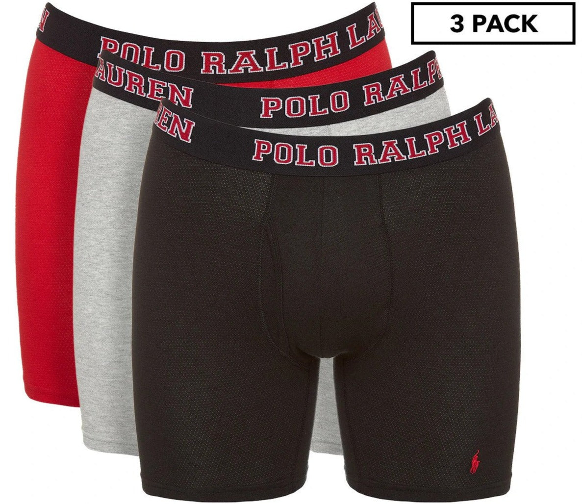 Polo Ralph Lauren Breathable Mesh Boxer Briefs 3-Pack - Red/Heather