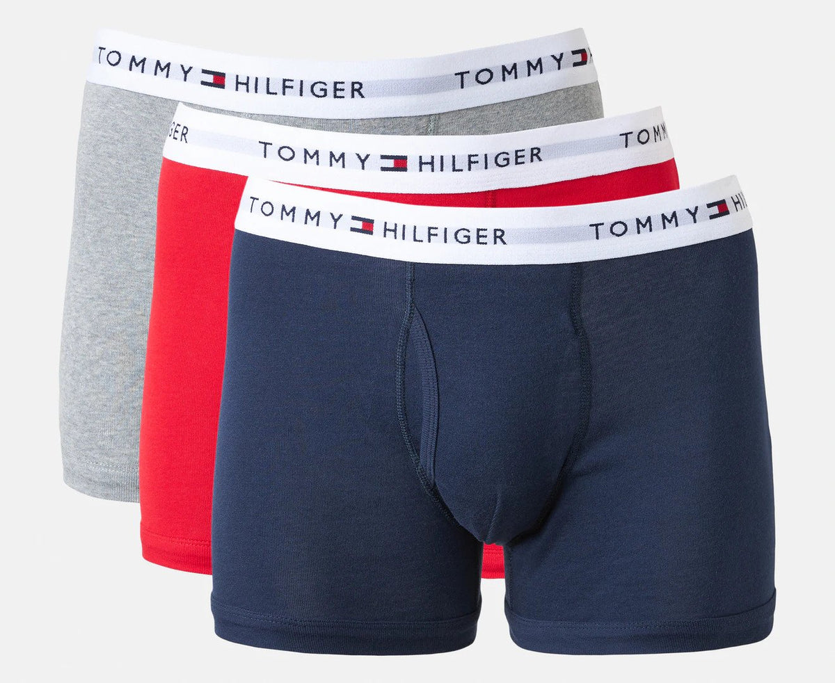 Tommy Hilfiger Men's Cotton Classics Trunks 3-Pack - Navy/Red/Grey