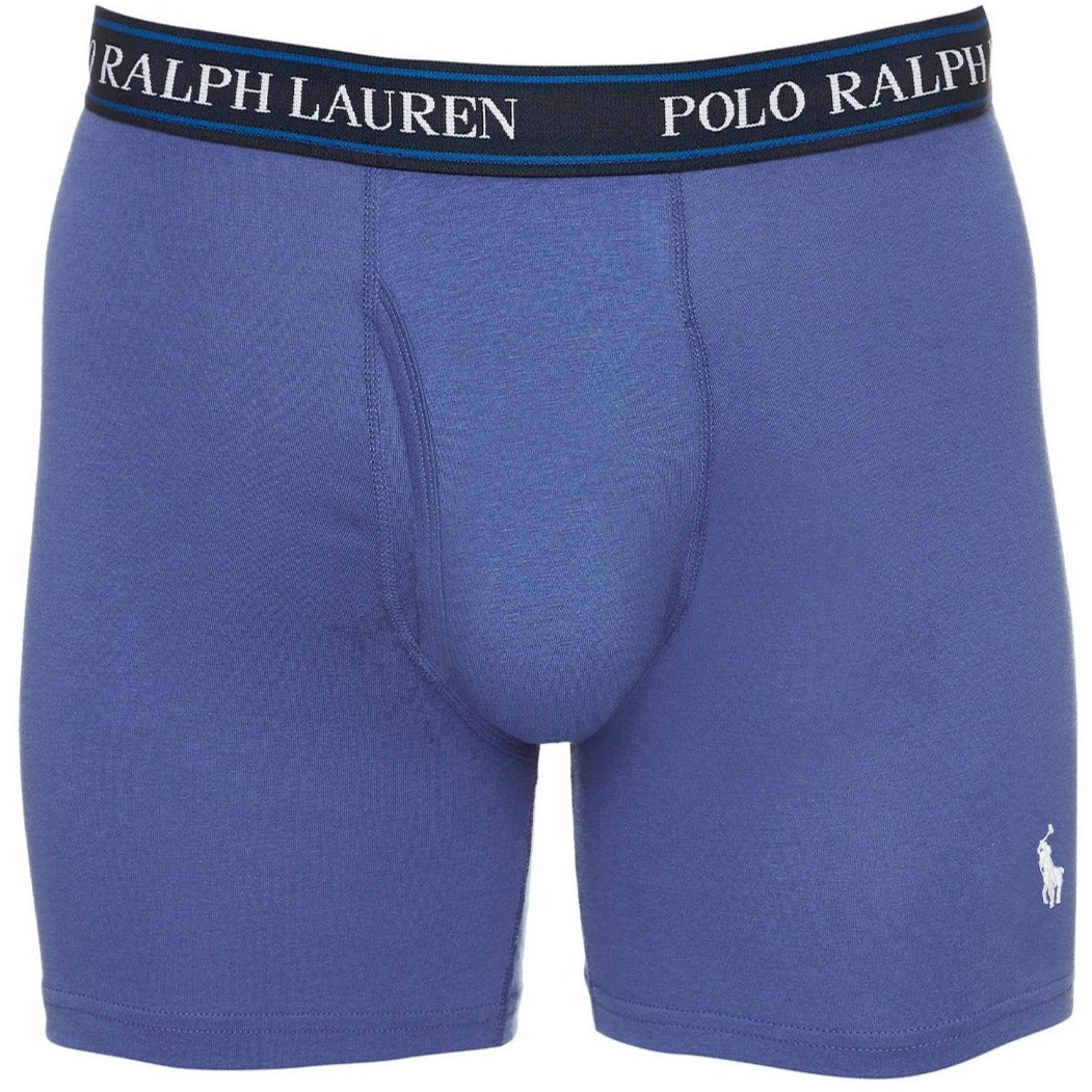 Polo Ralph Lauren Men's Stretch Classic Fit Boxer Briefs 3-Pack - Heather Blue/Monroe Blue/Navy Logo