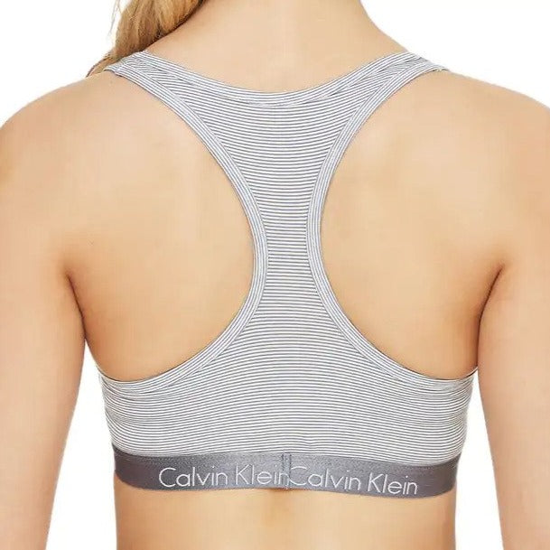 Calvin Klein Women's Motive Cotton Lightly Lined Bralette - Denim/Stripe