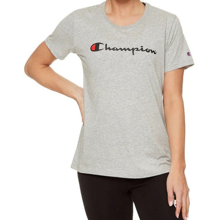 Champion Women's Script Tee / T-Shirt / Tshirt - Oxford Heather