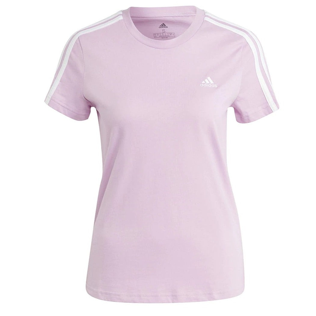 Adidas Women's Essentials 3-Stripes Tee / T-Shirt / Tshirt - Bliss Lilac/White