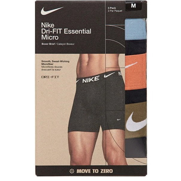 Nike Mens Dri-FIT Essential Micro Boxer Briefs 3-Pack - Black/Multi